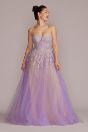 Tulle Ball Gown with Illusion Lace ...